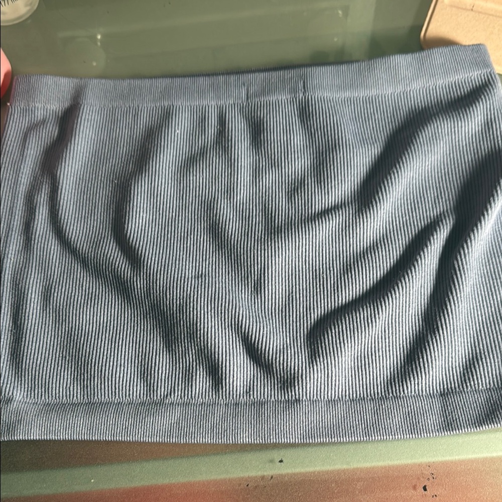 Blue Ribbed Tube Top - Picture 3 of 4